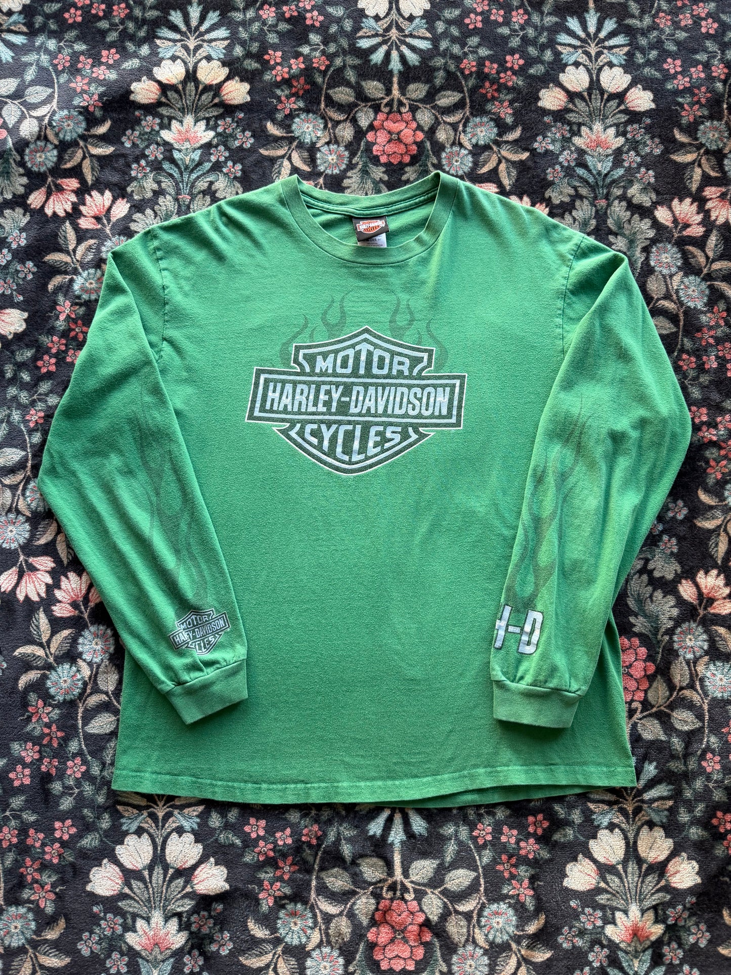Harley Green Flaming Shield