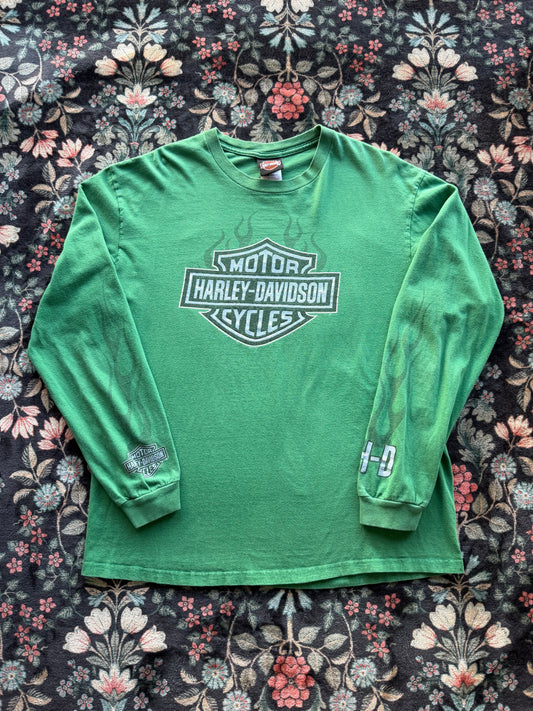 Harley Green Flaming Shield