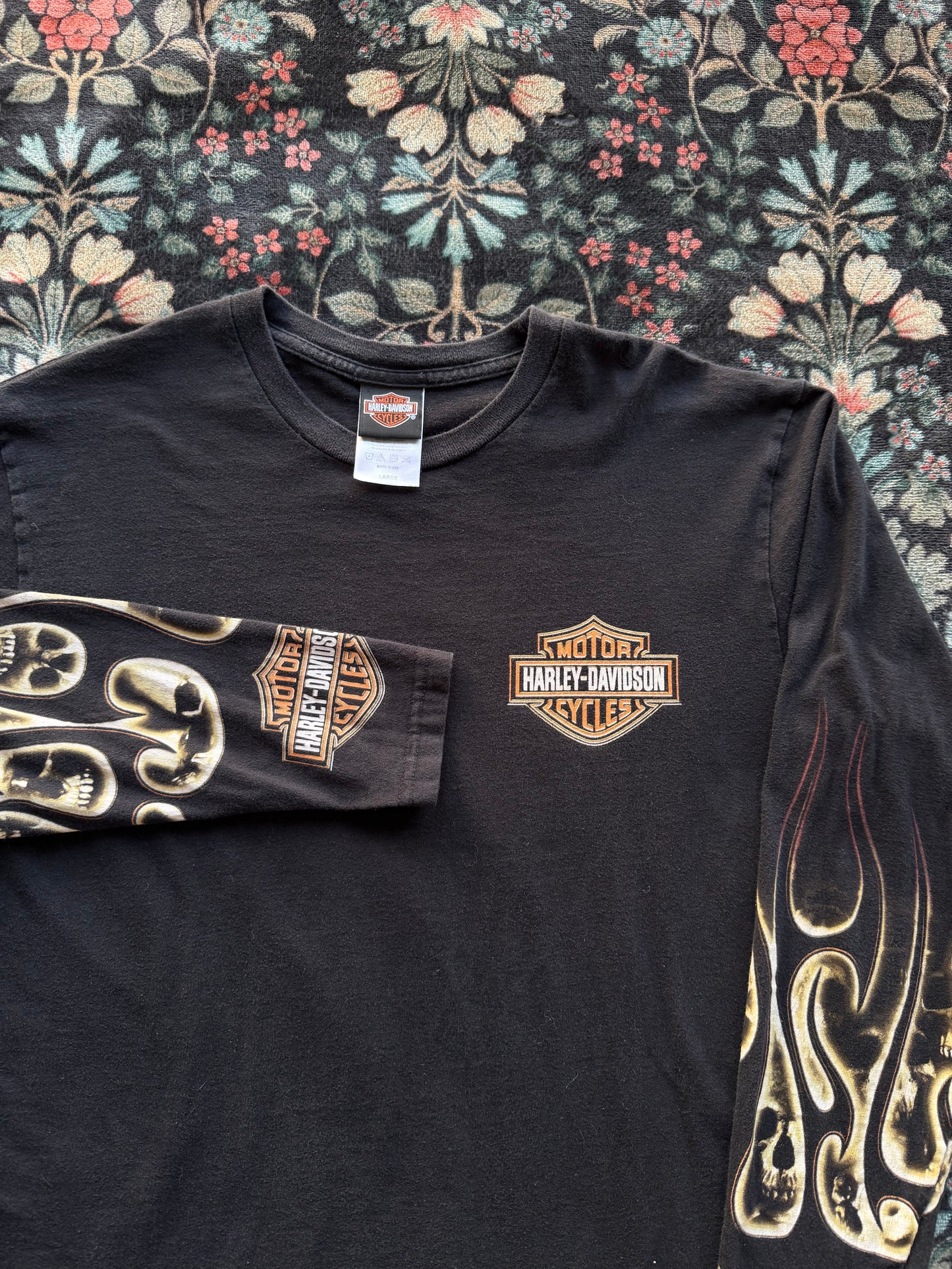 Harley Flaming Skull Long Sleeve
