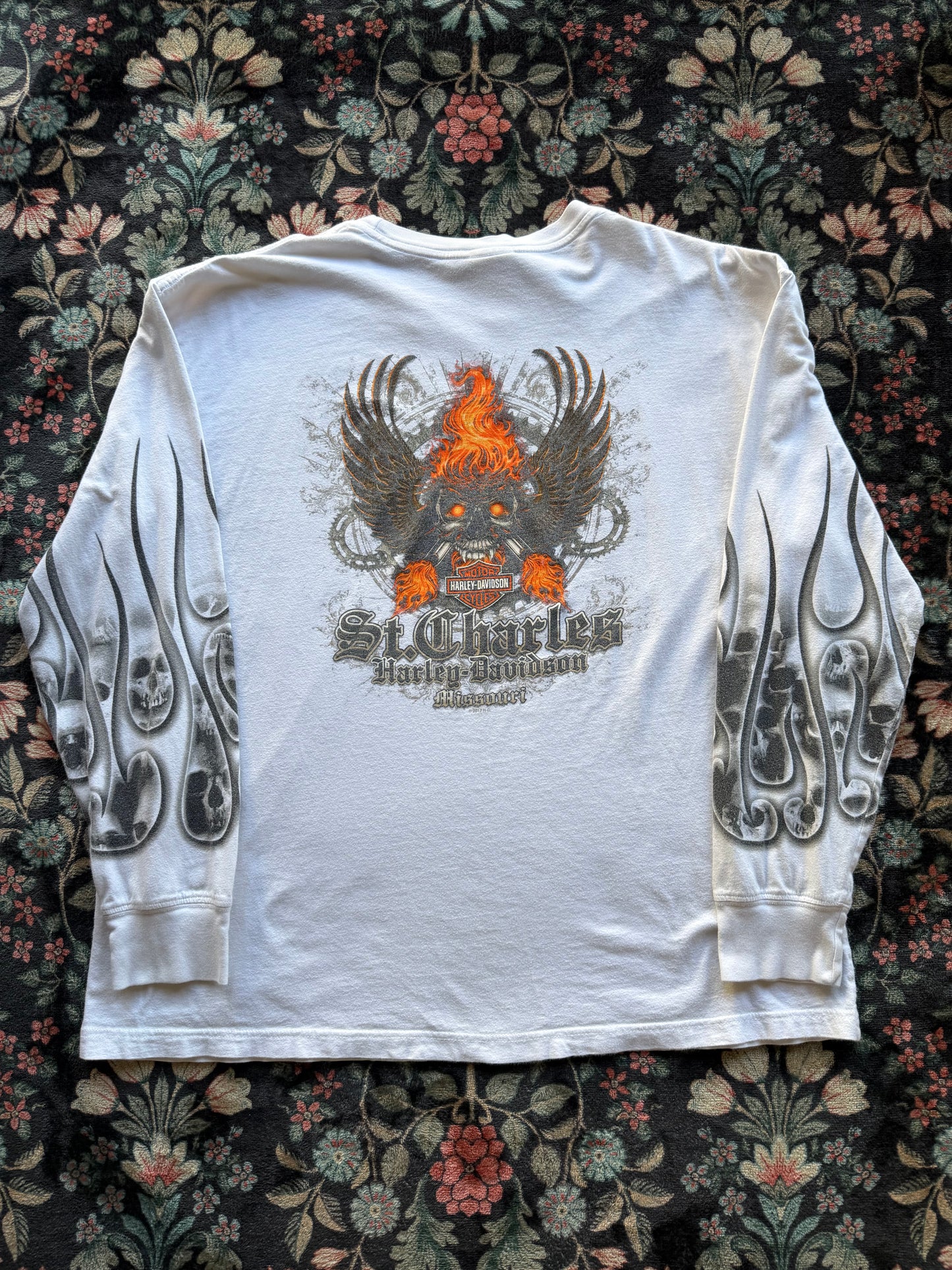Harley Flaming Skull Long Sleeve