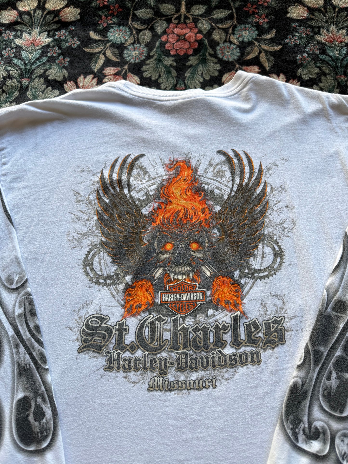 Harley Flaming Skull Long Sleeve